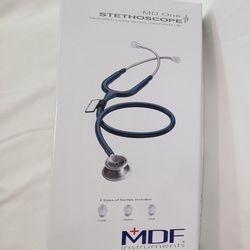 MD One Stethoscope in gray/stainless steel dual head. Model: MDF 777