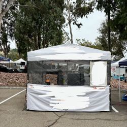 10x10 Pop Up Canopy (orange) with Cover Bag and MESH SIDEWALL 