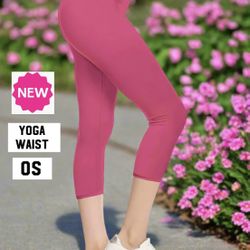 NEW Womens Pink Capri Leggings Soft As Lularoe OS/TC