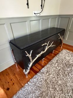 Black Sideboard with Silver Branch Hardware