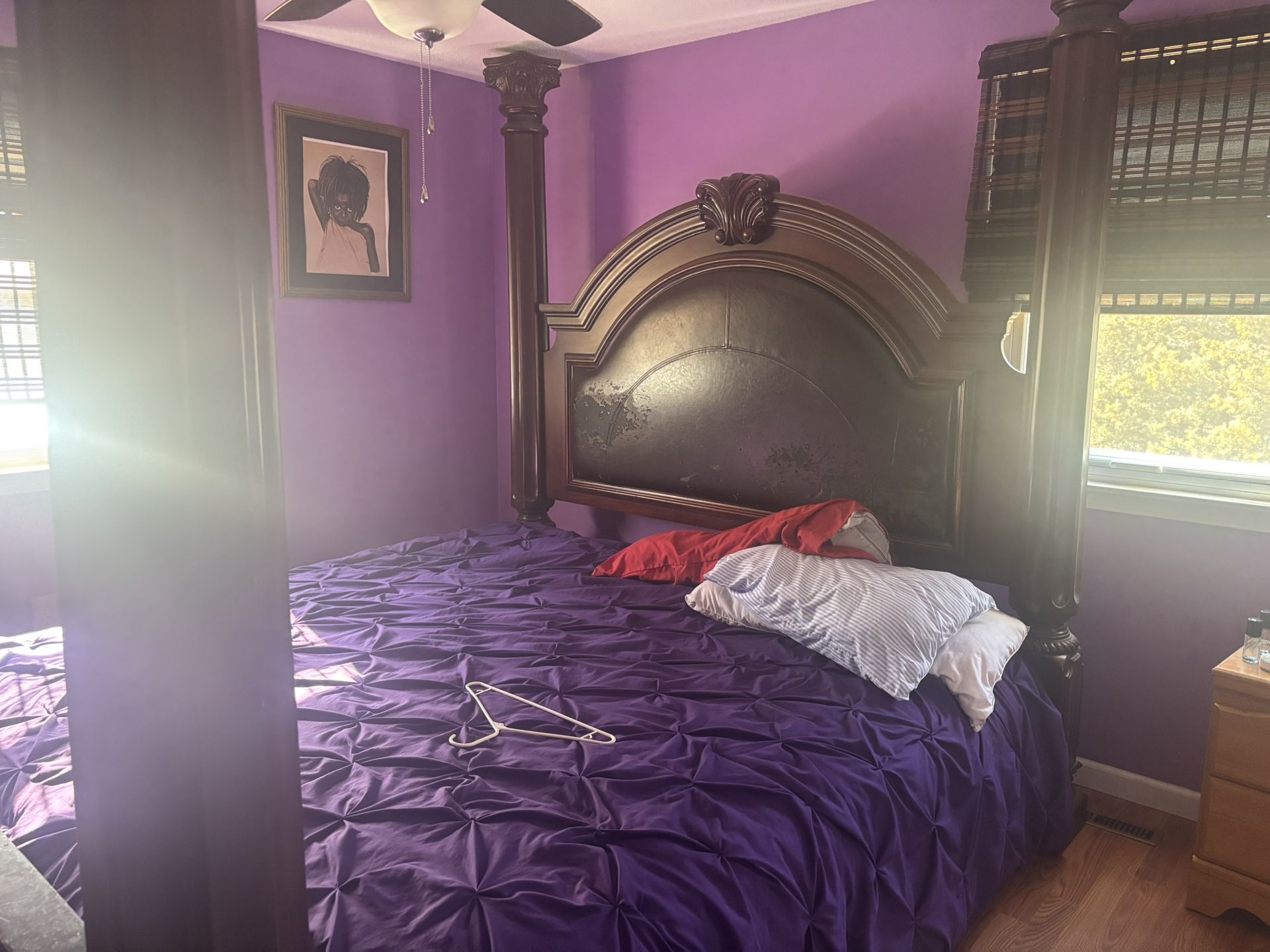 King bed with mattress and dresser