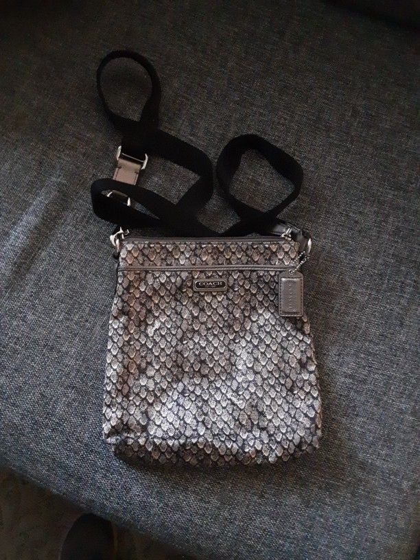 Coach Snakeskin Print Fabric Messenger Bag