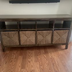 Wooden Storage Console with Baskets