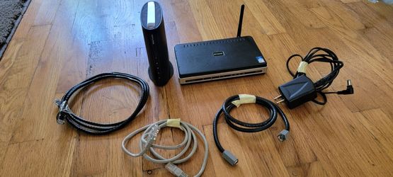TP-Link Modem + D-Link Router Bundle 3 cable