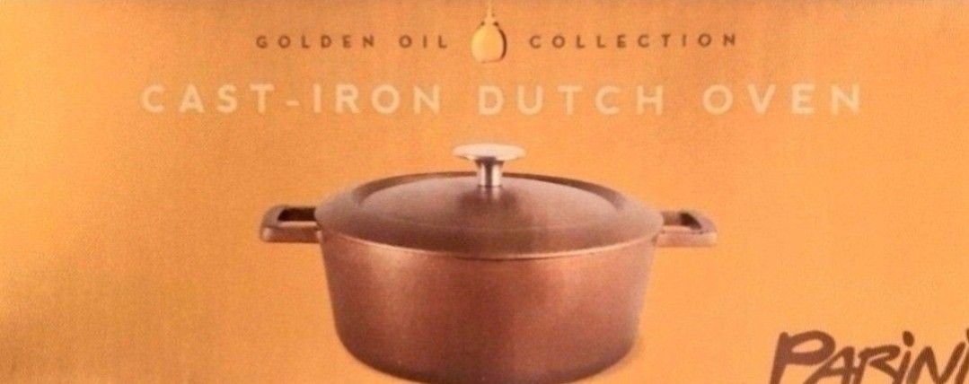 New! Parini Cookware 3.2 Qt Golden Oil Cast Iron Dutch Oven for Sale in  Moreno Valley, CA - OfferUp