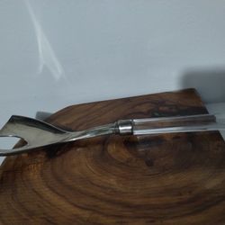 LENOX OVATIONS  SILVER PLATE - CRYSTAL SERVING FORK