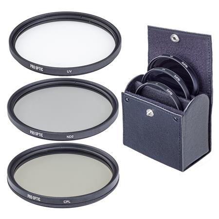ProOPTIC 55mm Digital Essentials Filter Kit, with Ultra Violet (UV), Circular Polarizer and Neutral Density 2 (ND2) Filters, with Pouch