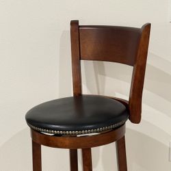 Set of 3 Solid Wood Swivel Bar Stools