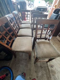 Solid wood dining table with chairs