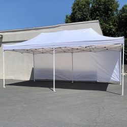 New in Box $220 Heavy-Duty EZ Popup Canopy 10x20’ with (2 Sidewalls) Outdoor Gazebo, Carry Bag 