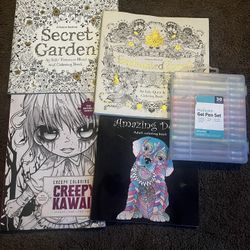 Coloring  Books & Gel Pen Set