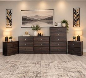 Dresser, Chest And 2 Nightstands - Cómoda, Gavetero y 2 Mesitas de noche
