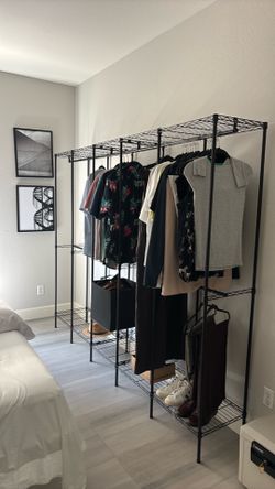 Black Wire Freestanding Closet Organizer Rack