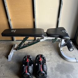 Dumbbell Adjustable Weights BowFlex 5-52.b With Weight Bench Press 