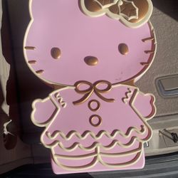 Pink Lighted Outdoor Hello Kitty Gingerbread Decor 