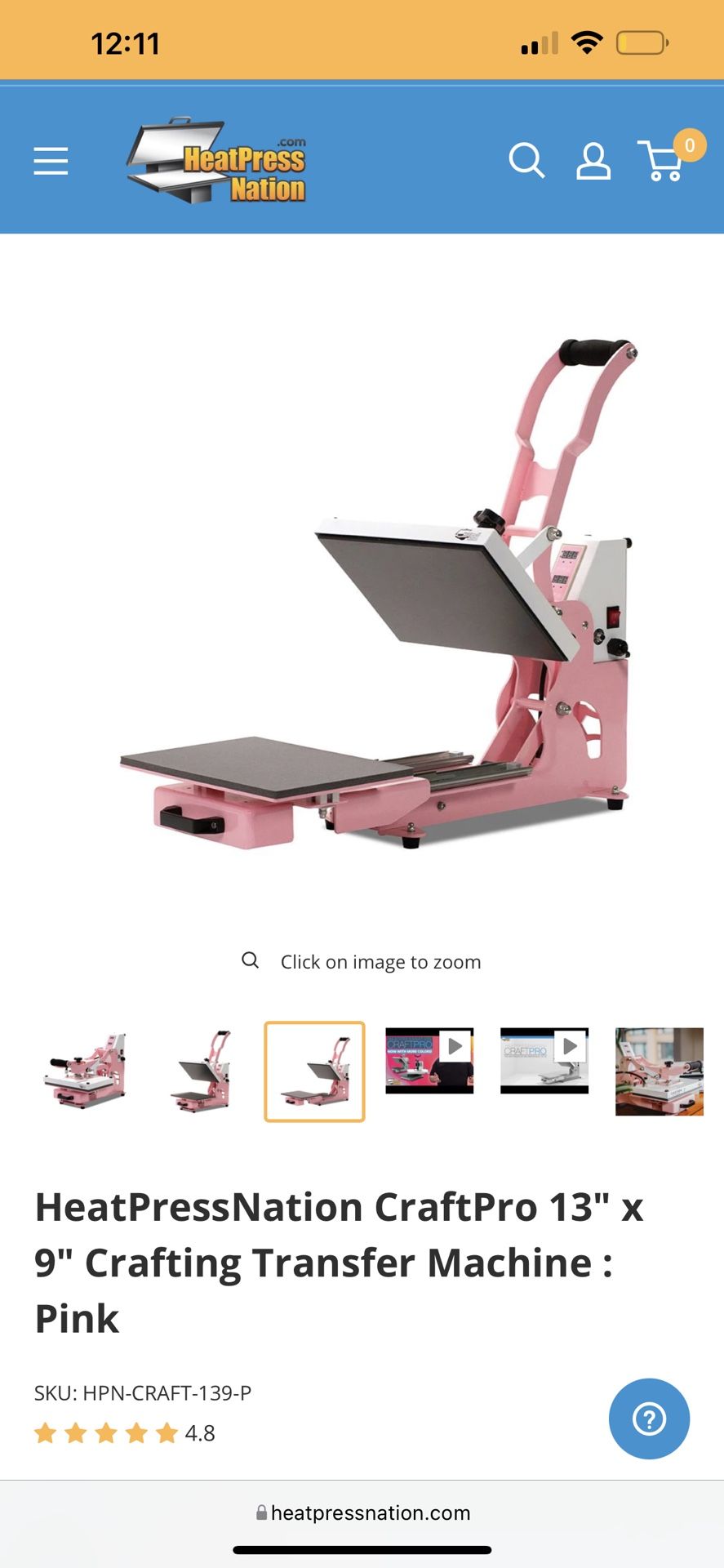 HeatPressNation CraftPro 13" x 9" Crafting Transfer Machine : Pink HEAT PRESS