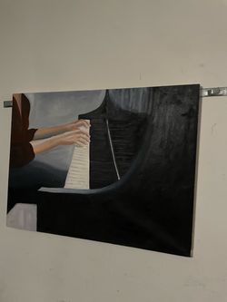 Original Signed Piano Painting on Canvas – Large Statement Artwork