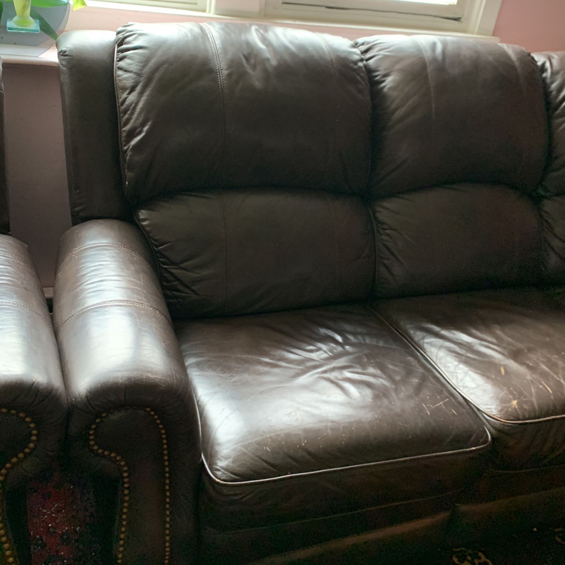 3-piece Brown Leather Couch Set