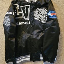NFL LAS VEGAS RAIDERS  MASHUP MEN'S RIB SATIN JACKET LARGE $100