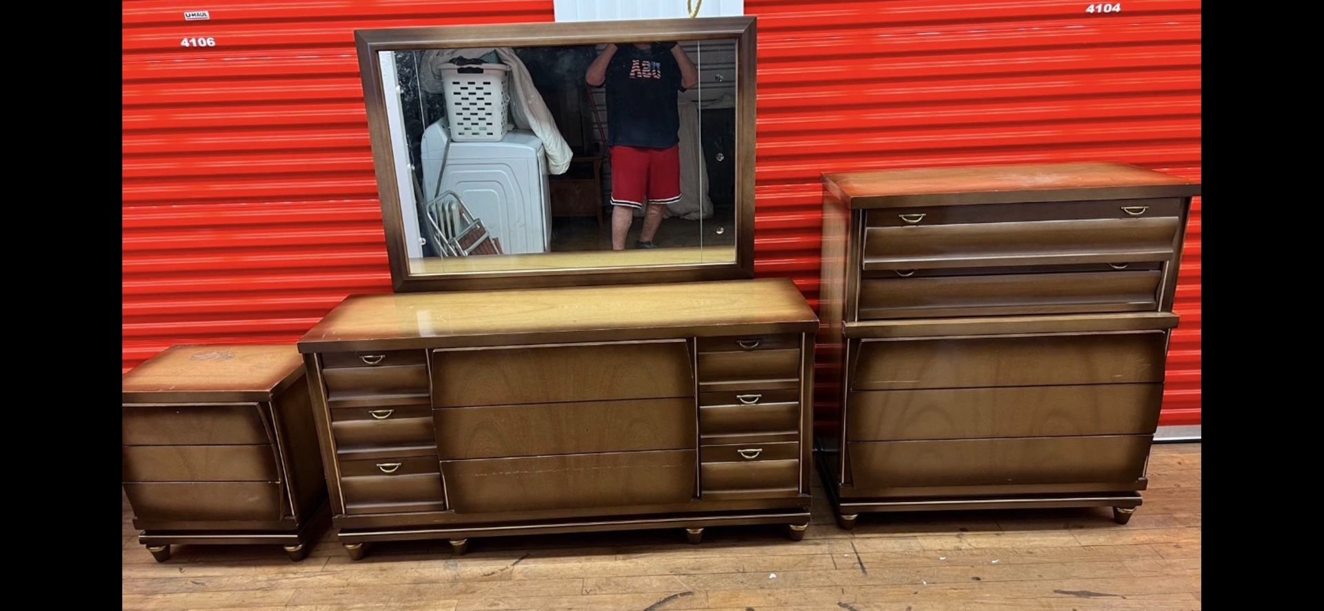 United Furniture Corporation Mid Century Modern Bedroom Dresser, Tall boy Dresser , and Nightstand Nightstand 22” wide 16 3/4” deep 25 1/4” tall