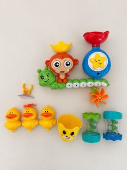Kids Bath Toy Set – Gently Used 🐵🦆⭐