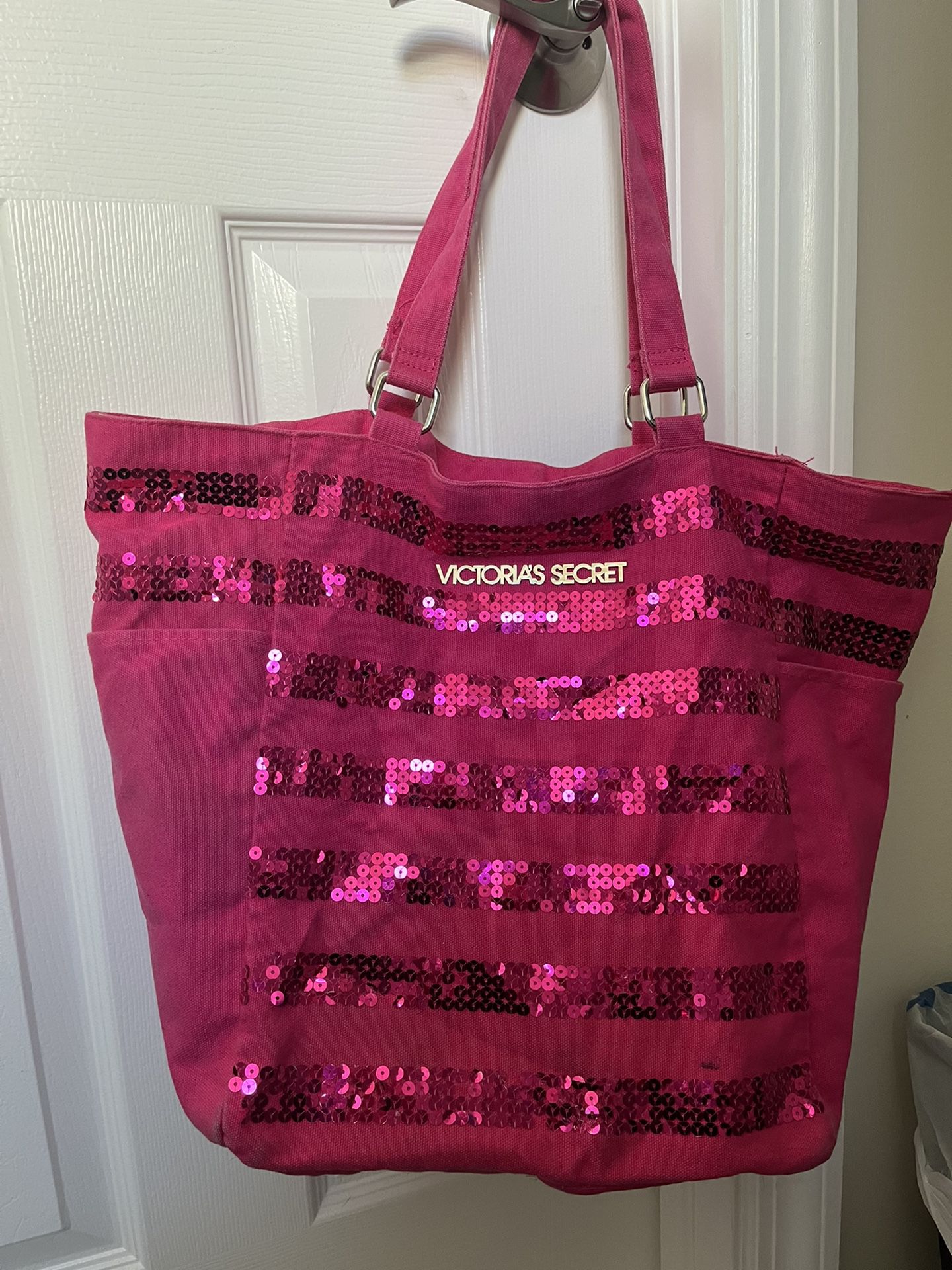 Victoria's Secret, Bags, Victorias Secret Sequin Tote Bag With Wristlet