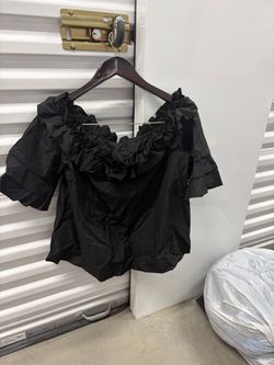 Black Off-Shoulder Ruffle Top for Women
