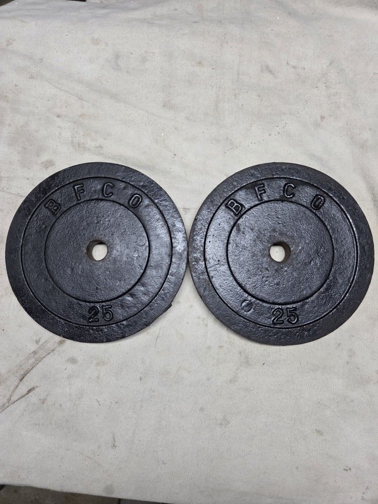   2 X 25 STANDERD WEIGHT PLATES 