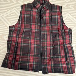 Eddie Bauer Women’s Goose Down Vest Plaid Size XL