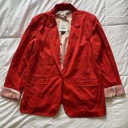 Ellen Tracy Blazer Womens XL Red Tomato Girl Chic Lined One Button Jacket