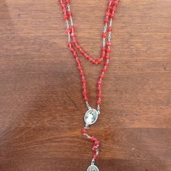 Red Beaded Rosary 