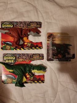 **Dinosaur Toy Bundle – 3 New Dino Figures | Jurassic World + Dino Chompers**