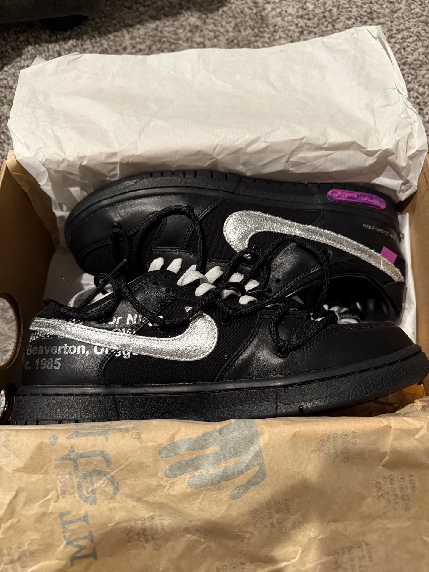 Nike x Off White Dunk Lot 50/50 Size 8.5 