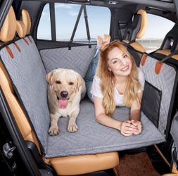 New YJGF Back Seat Extender,Dog Seat Cover for Back Seat,Hard Bottom Car Seat Cover for Dogs,Dog Hammock for Car,Back Seat Pet Cover for DogsGrey,for