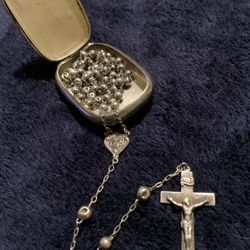 Vintage 1920’s Beaded Sterling Silver Rosary By Bliss brothers Co