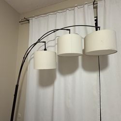 Avenal - 3 head shaded arc floor black adjustable lamp