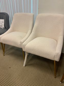 NEW Set of 2 Beige Sherpa dining chairs