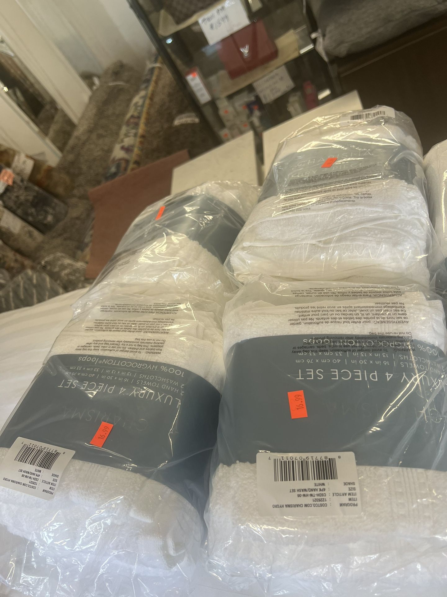 Charisma 4 Pack White Towels