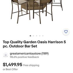 5 Piece Outdoor Bar Set Garden Oasis Harrison Collection