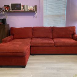 Red Sectional Linen Couch