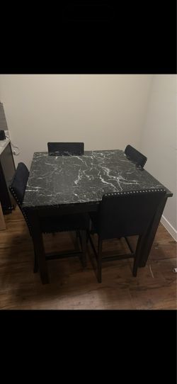 Black Marble Dining Table Set with 4 Chairs (can negotiate price)