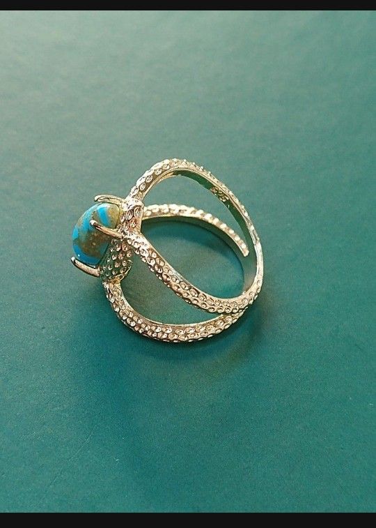 925 Teardrop Pear Shaped Turquoise Ring