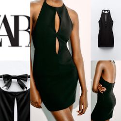 ZARA【NEW】HALTER NECK SHORT DRESS WITH BOW HALTER BOW MINI DRESS - Black | ZARA United States