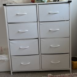 White Dresser with fabric drawers 