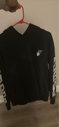 Off-White Black Hoodie with Diagonal Sleeve Print