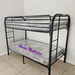NEW IN BOX - TWIN/ TWIN METAL BUNK BED 😊 MATTRESSES SOLD SEPARATELY