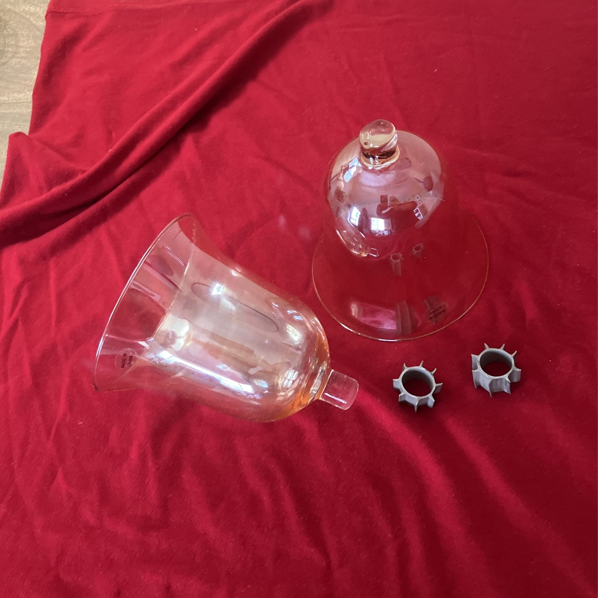 2 Gold Color Glasses Home decor Candle Holders Good Condition Not Broken Or Chips Come With Plastic Rings