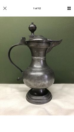 Vintage pewter lidded jug