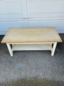 Light Wood Top Coffee Table with Lower Shelf