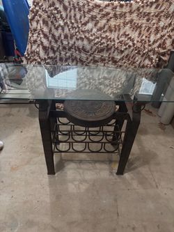 Bronze glass top wine rack